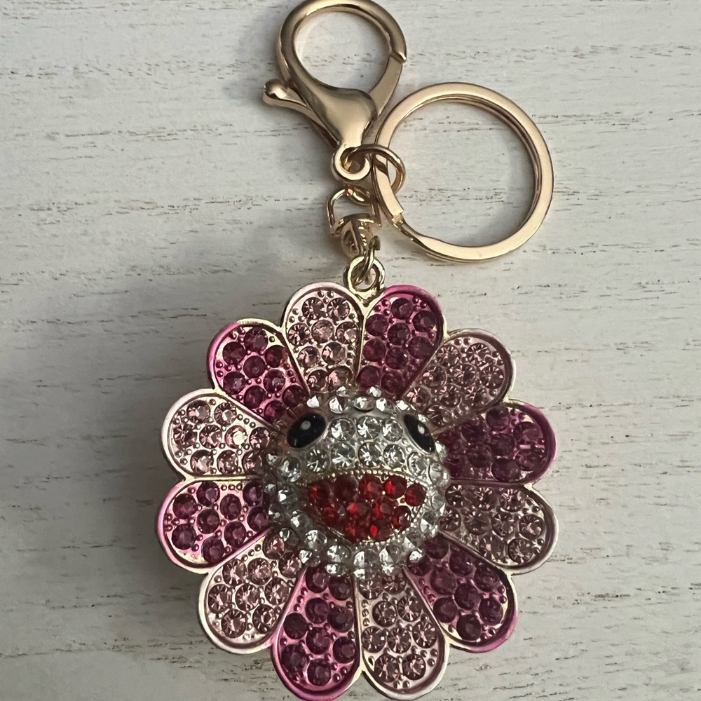 Happy Flower Rhinestone Handbag Charm